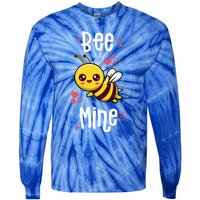 Bee Mine Valentines Day Pun Cute Bee Honey Beekeeper Funny Gift Tie-Dye Long Sleeve Shirt