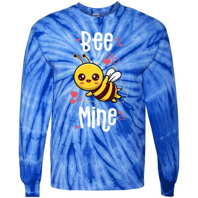 Bee Mine Valentines Day Pun Cute Bee Honey Beekeeper Funny Gift Tie-Dye Long Sleeve Shirt