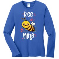 Bee Mine Valentines Day Pun Cute Bee Honey Beekeeper Funny Gift Ladies Long Sleeve Shirt