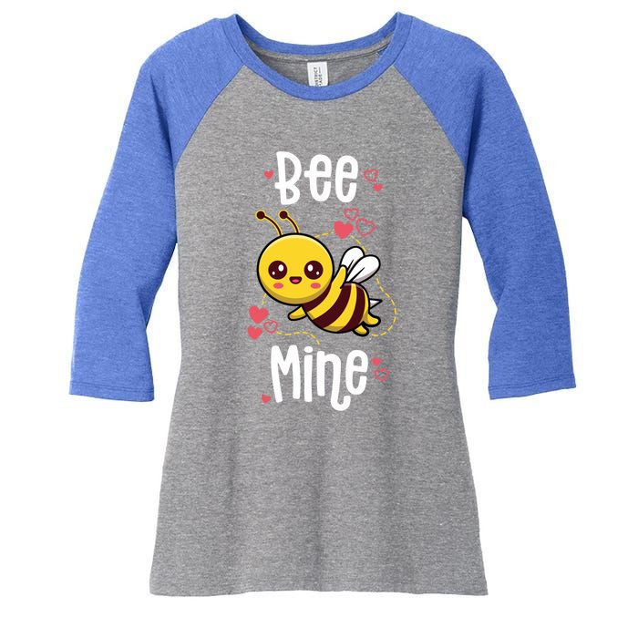 Bee Mine Valentines Day Pun Cute Bee Honey Beekeeper Funny Gift Women's Tri-Blend 3/4-Sleeve Raglan Shirt