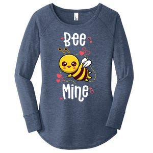 Bee Mine Valentines Day Pun Cute Bee Honey Beekeeper Funny Gift Women's Perfect Tri Tunic Long Sleeve Shirt