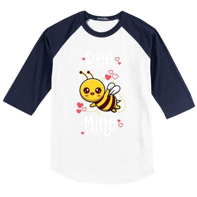 Bee Mine Valentines Day Pun Cute Bee Honey Beekeeper Funny Gift Baseball Sleeve Shirt