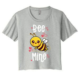 Bee Mine Valentines Day Pun Cute Bee Honey Beekeeper Funny Gift Women's Crop Top Tee