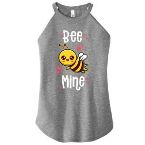 Bee Mine Valentines Day Pun Cute Bee Honey Beekeeper Funny Gift Women's Perfect Tri Rocker Tank