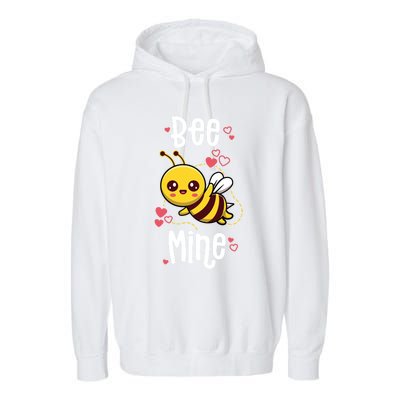 Bee Mine Valentines Day Pun Cute Bee Honey Beekeeper Funny Gift Garment-Dyed Fleece Hoodie