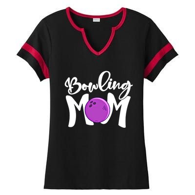 Bowling Mom Vintage Mama Bowling Mothers Day Bowling Mom Funny Gift Ladies Halftime Notch Neck Tee