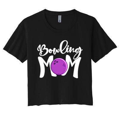 Bowling Mom Vintage Mama Bowling Mothers Day Bowling Mom Funny Gift Women's Crop Top Tee