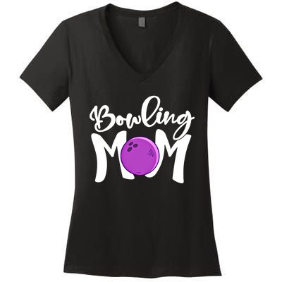 Bowling Mom Vintage Mama Bowling Mothers Day Bowling Mom Funny Gift Women's V-Neck T-Shirt