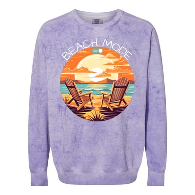 Beach Mode Vacy Mode Beach Life Vintage Sunset Beach Trip Vacation Mode Colorblast Crewneck Sweatshirt