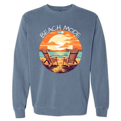 Beach Mode Vacy Mode Beach Life Vintage Sunset Beach Trip Vacation Mode Garment-Dyed Sweatshirt