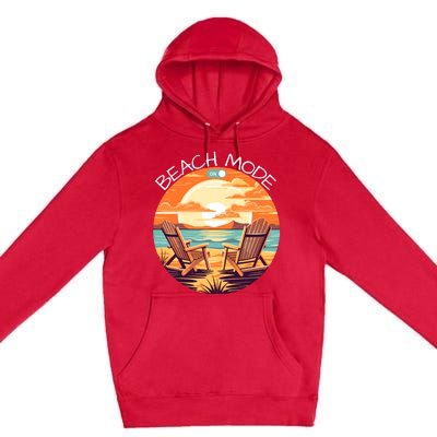 Beach Mode Vacy Mode Beach Life Vintage Sunset Beach Trip Vacation Mode Premium Pullover Hoodie