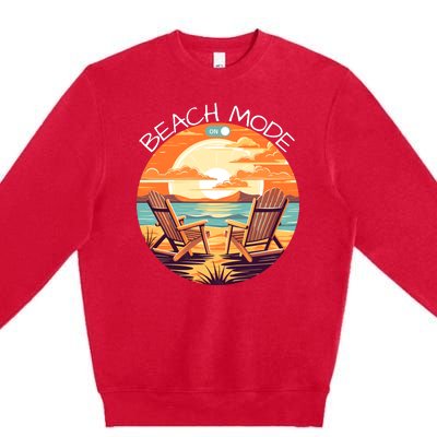 Beach Mode Vacy Mode Beach Life Vintage Sunset Beach Trip Vacation Mode Premium Crewneck Sweatshirt