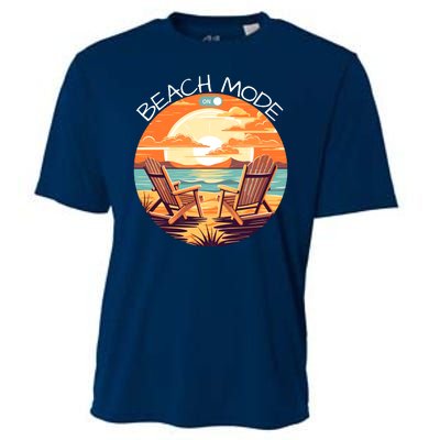 Beach Mode Vacy Mode Beach Life Vintage Sunset Beach Trip Vacation Mode Cooling Performance Crew T-Shirt