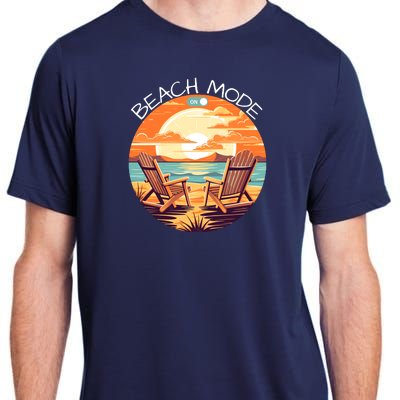 Beach Mode Vacy Mode Beach Life Vintage Sunset Beach Trip Vacation Mode Adult ChromaSoft Performance T-Shirt