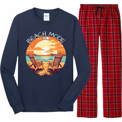 Beach Mode Vacy Mode Beach Life Vintage Sunset Beach Trip Vacation Mode Long Sleeve Pajama Set