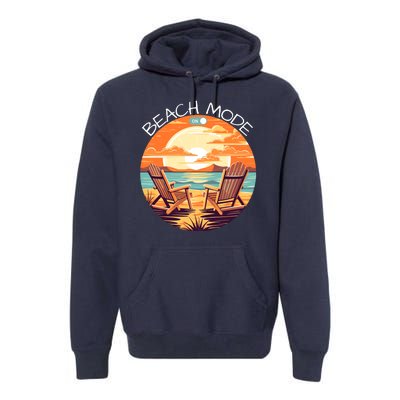 Beach Mode Vacy Mode Beach Life Vintage Sunset Beach Trip Vacation Mode Premium Hoodie