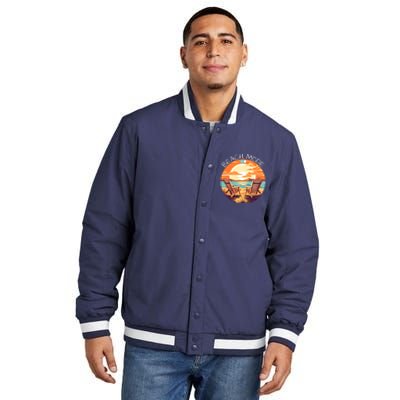 Beach Mode Vacy Mode Beach Life Vintage Sunset Beach Trip Vacation Mode Insulated Varsity Jacket