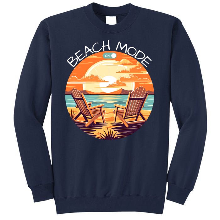 Beach Mode Vacy Mode Beach Life Vintage Sunset Beach Trip Vacation Mode Tall Sweatshirt