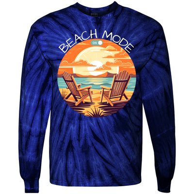 Beach Mode Vacy Mode Beach Life Vintage Sunset Beach Trip Vacation Mode Tie-Dye Long Sleeve Shirt