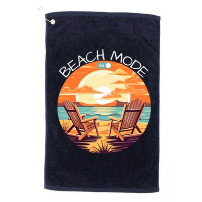 Beach Mode Vacy Mode Beach Life Vintage Sunset Beach Trip Vacation Mode Platinum Collection Golf Towel