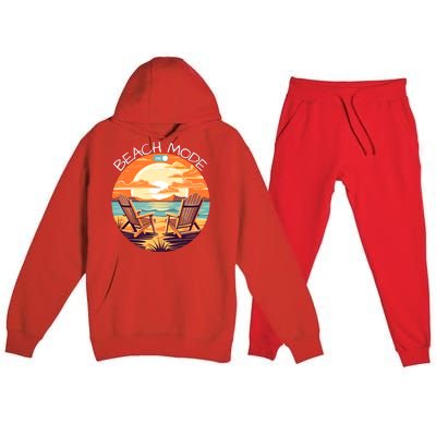 Beach Mode Vacy Mode Beach Life Vintage Sunset Beach Trip Vacation Mode Premium Hooded Sweatsuit Set