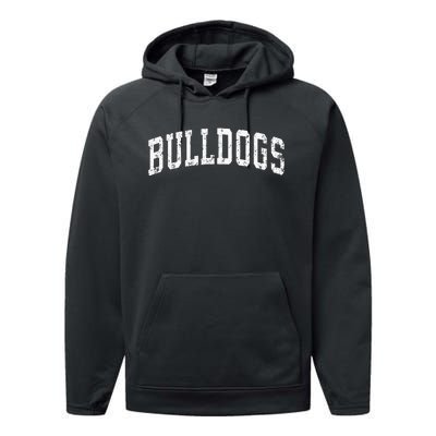 Bulldogs Mascot Vintage Athletic Sports Name Design Performance Fleece Hoodie