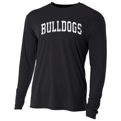 Bulldogs Mascot Vintage Athletic Sports Name Design Cooling Performance Long Sleeve Crew