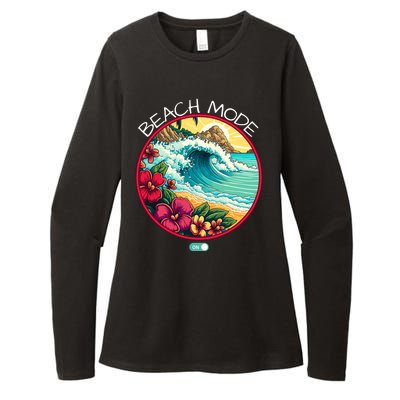 Beach Mode Vacy Mode Beach Life Vintage Sunset Beach Trip Vacation Mode Womens CVC Long Sleeve Shirt