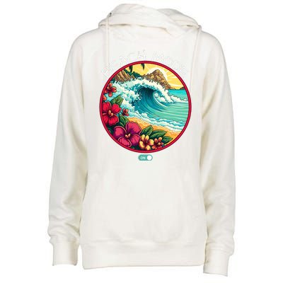 Beach Mode Vacy Mode Beach Life Vintage Sunset Beach Trip Vacation Mode Womens Funnel Neck Pullover Hood