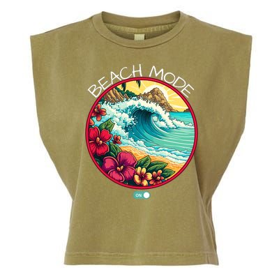 Beach Mode Vacy Mode Beach Life Vintage Sunset Beach Trip Vacation Mode Garment-Dyed Women's Muscle Tee