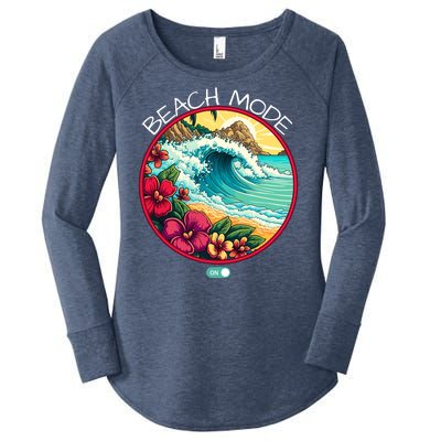 Beach Mode Vacy Mode Beach Life Vintage Sunset Beach Trip Vacation Mode Women's Perfect Tri Tunic Long Sleeve Shirt