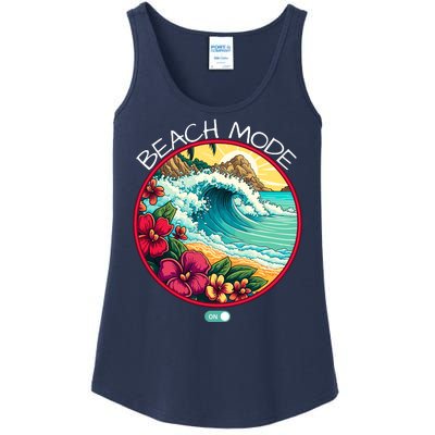 Beach Mode Vacy Mode Beach Life Vintage Sunset Beach Trip Vacation Mode Ladies Essential Tank