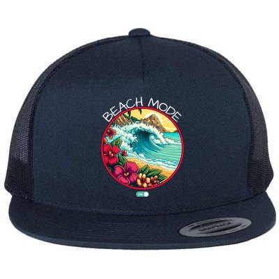 Beach Mode Vacy Mode Beach Life Vintage Sunset Beach Trip Vacation Mode Flat Bill Trucker Hat