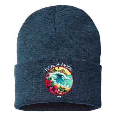 Beach Mode Vacy Mode Beach Life Vintage Sunset Beach Trip Vacation Mode Sustainable Knit Beanie