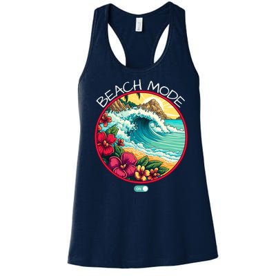 Beach Mode Vacy Mode Beach Life Vintage Sunset Beach Trip Vacation Mode Women's Racerback Tank