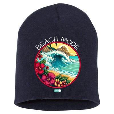 Beach Mode Vacy Mode Beach Life Vintage Sunset Beach Trip Vacation Mode Short Acrylic Beanie