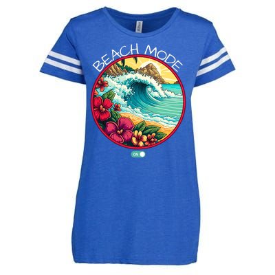 Beach Mode Vacy Mode Beach Life Vintage Sunset Beach Trip Vacation Mode Enza Ladies Jersey Football T-Shirt