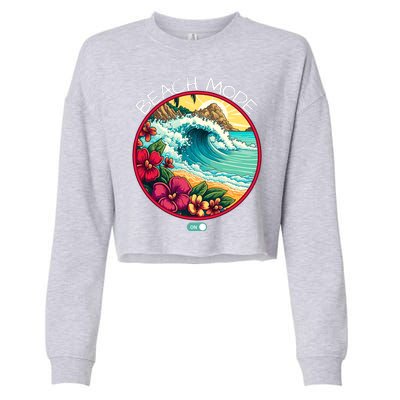 Beach Mode Vacy Mode Beach Life Vintage Sunset Beach Trip Vacation Mode Cropped Pullover Crew