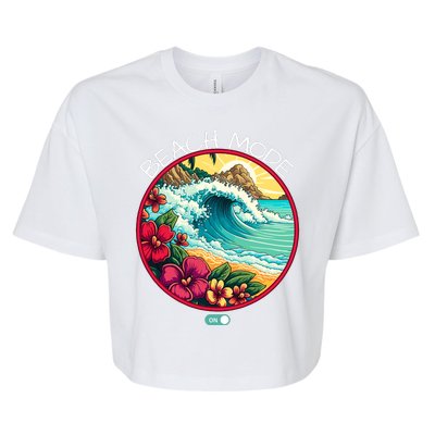 Beach Mode Vacy Mode Beach Life Vintage Sunset Beach Trip Vacation Mode Bella+Canvas Jersey Crop Tee