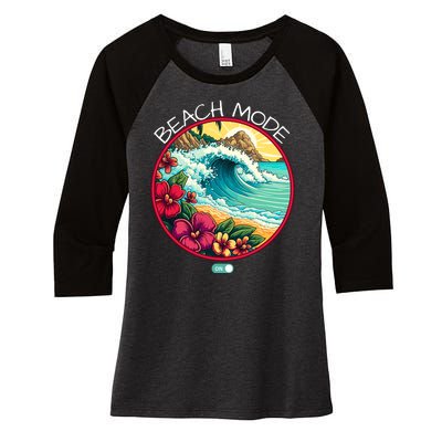 Beach Mode Vacy Mode Beach Life Vintage Sunset Beach Trip Vacation Mode Women's Tri-Blend 3/4-Sleeve Raglan Shirt