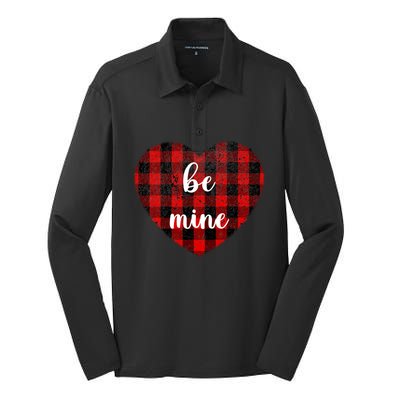 Be Mine Valentine's Day Gift Cute Heart Gift Silk Touch Performance Long Sleeve Polo