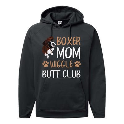 Boxer Mom Wiggle Butt Club Dog Lover Performance Fleece Hoodie