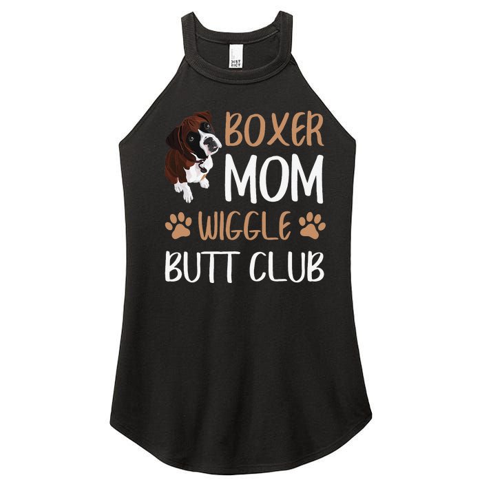 Boxer Mom Wiggle Butt Club Dog Lover Women’s Perfect Tri Rocker Tank