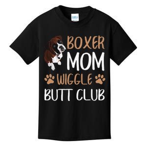 Boxer Mom Wiggle Butt Club Dog Lover Kids T-Shirt