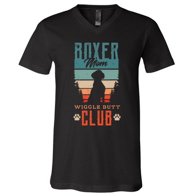 Boxer mom wiggle butt club for a Boxer Lover Dog V-Neck T-Shirt