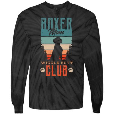 Boxer mom wiggle butt club for a Boxer Lover Dog Tie-Dye Long Sleeve Shirt