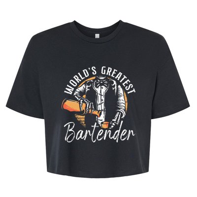 Bartender Mixologist Worlds Greatest Bartender Bella+Canvas Jersey Crop Tee