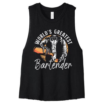 Bartender Mixologist Worlds Greatest Bartender Women's Racerback Cropped Tank