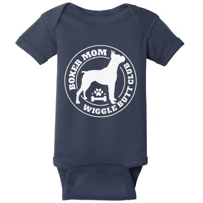 Boxer Mom Wiggle Butt Club Boxer Dog Gifts For Funny Baby Bodysuit