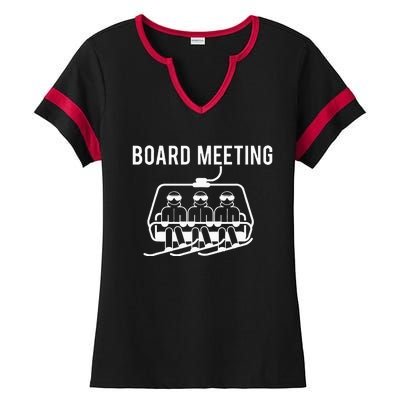 Board Meetings Wintersports Lover Snowboarding Snowboarder Ladies Halftime Notch Neck Tee